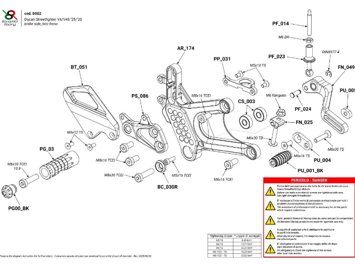 BONAMICI RACING ADJUSTABLE REARSETS DUCATI STREETFIGHTER V4/S 2025 - Image 4