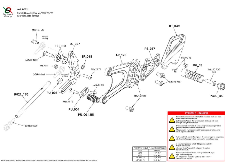 BONAMICI RACING ADJUSTABLE REARSETS DUCATI STREETFIGHTER V4/S 2025 - Image 5