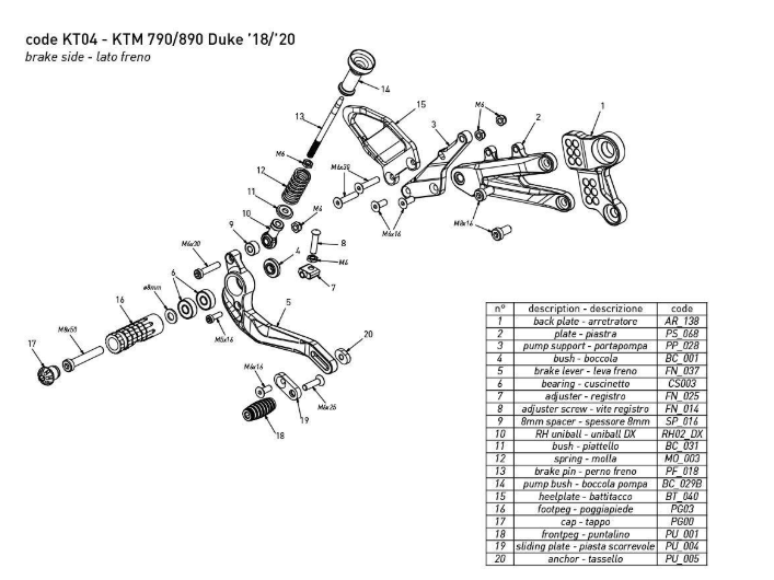 ADJUSTABLE REAR SETS KIT BONAMICI RACING KTM DUKE 890 2018-2022 - Image 3